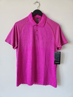 NWT LULULEMON PCLY/PUHL Pink LTWT Metal Vent Tech Polo 2.0 Top Men's XXL